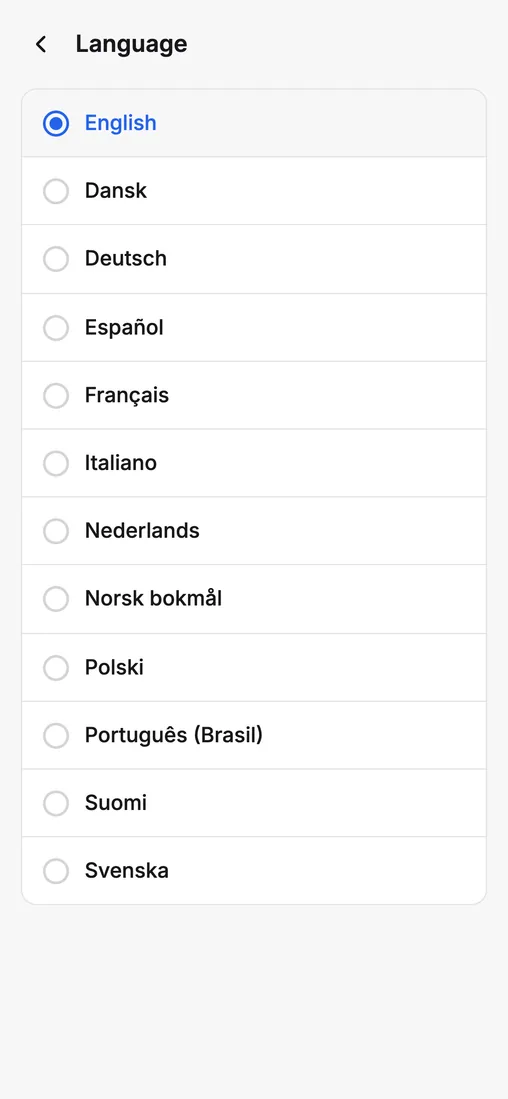 Zwölf Sprachen, je Gerät wählbar